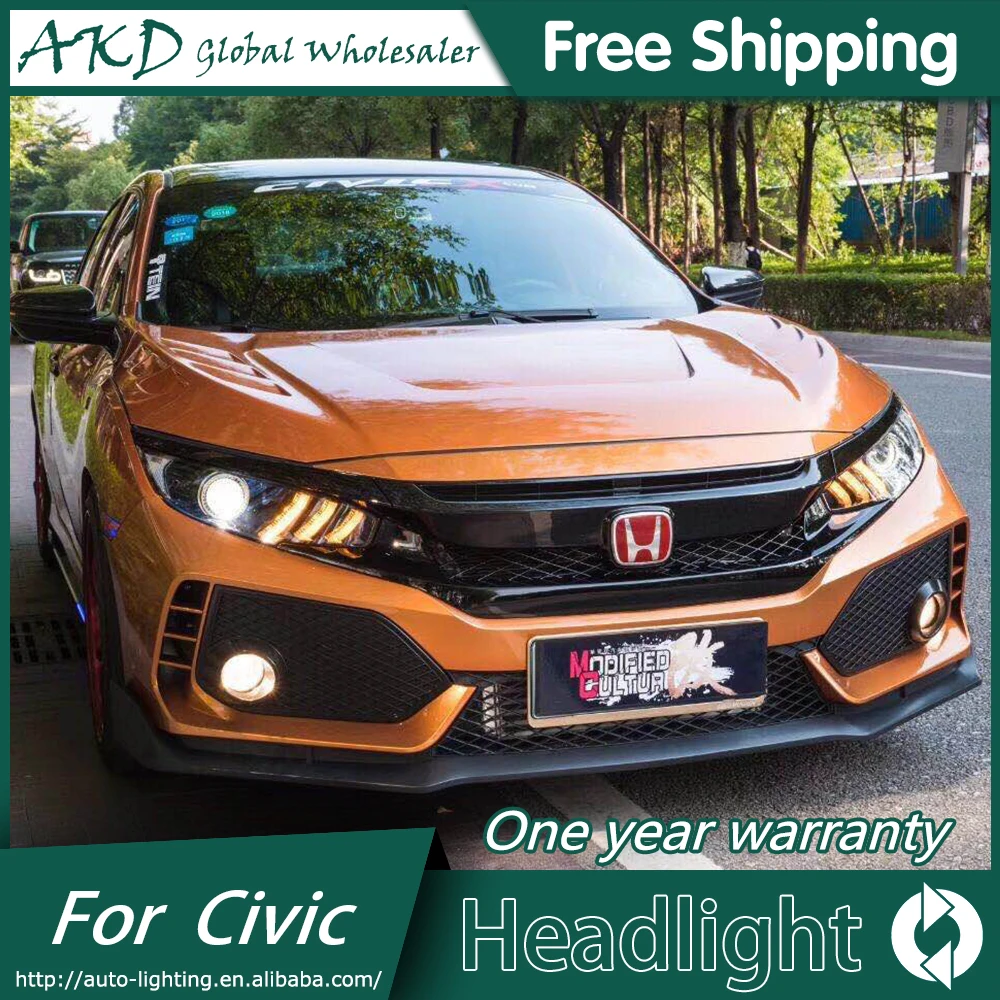 АКД автомобильный Стайлинг Головной фонарь для Honda CIVIC X 10th 2016 фара светодиодный