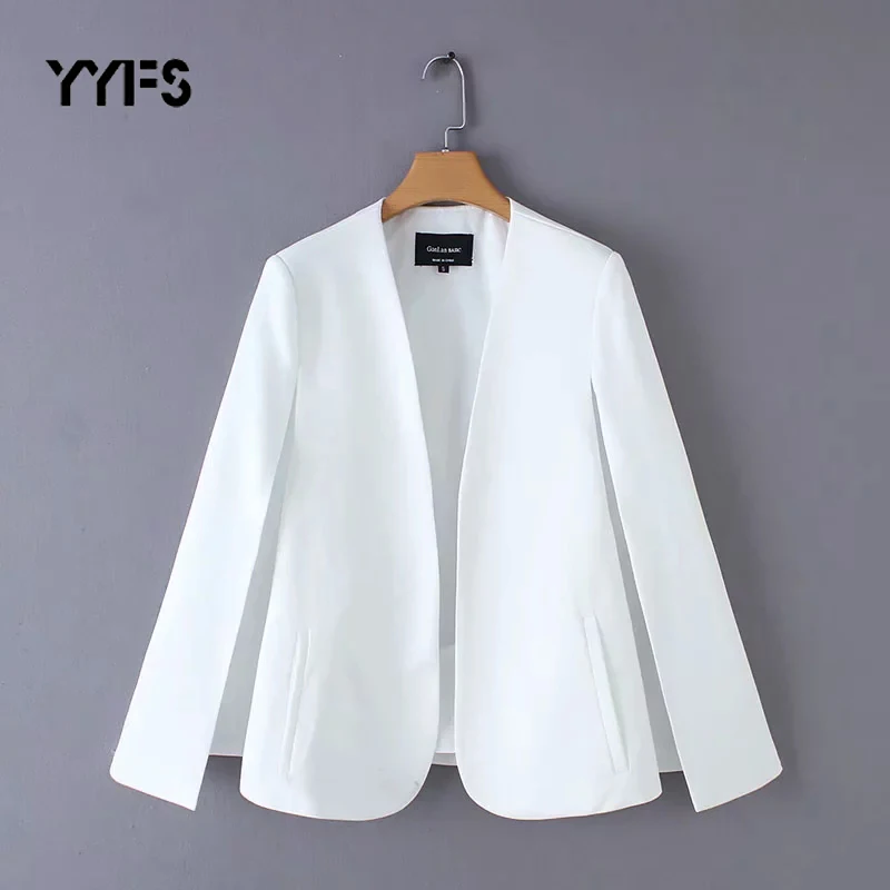 Женский Повседневный пиджак с разрезом свободная уличная одежда верхняя для