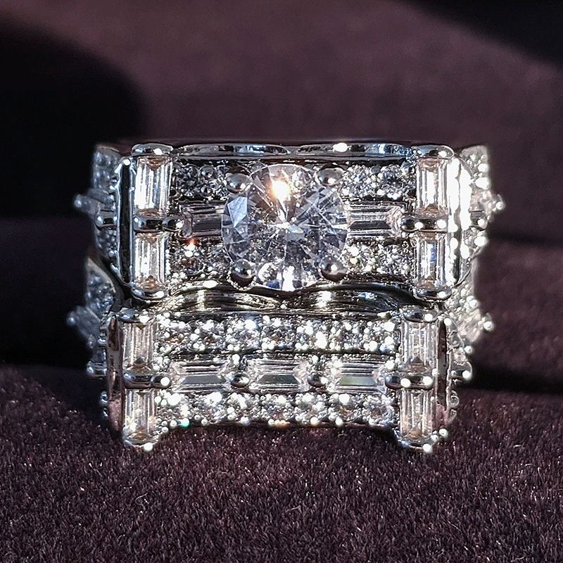 925 пробы серебро бурения Обручение кольца для Для женщин подарок на День святого