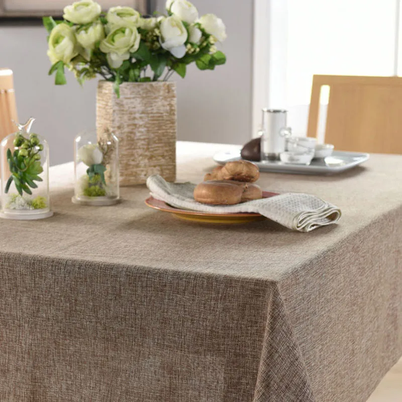 Однотонная тканевая скатерть из хлопка и льна украшение для кофейного стола