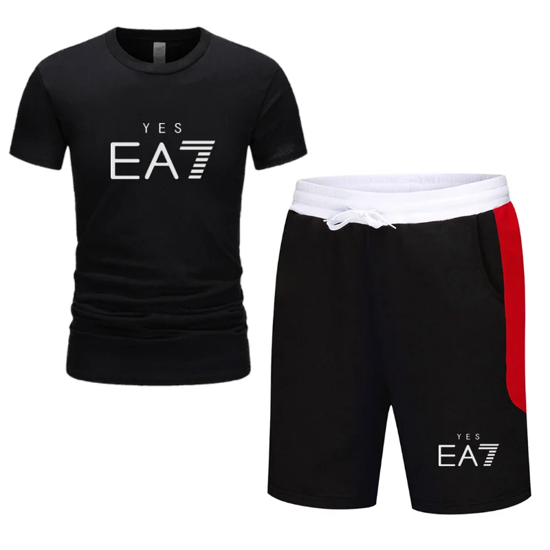 

New men's sports suit men's running suit gym summer quick-drying clothes Slim casual short-sleeved shorts