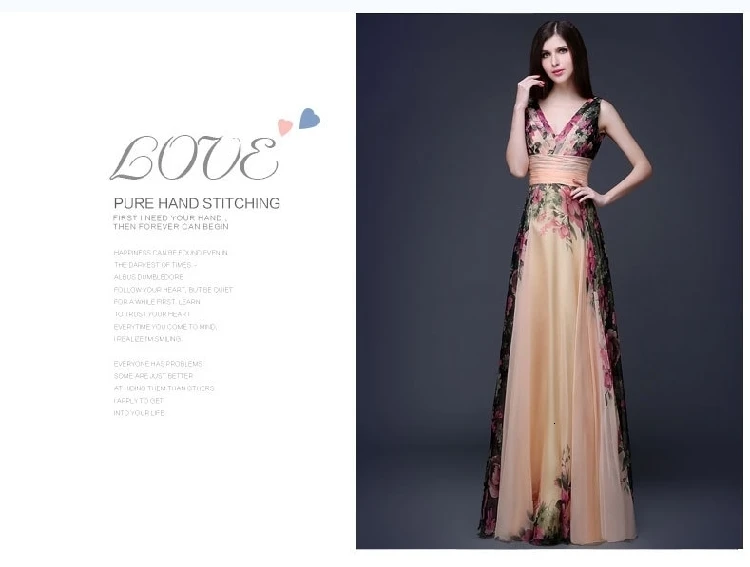Vestidos De Fiesta винтажные Элегантные платья невесты трапециевидной формы с v-образным вырезом длинные шифоновые с цветочным принтом свадебные вечерние платья Robe De Soiree