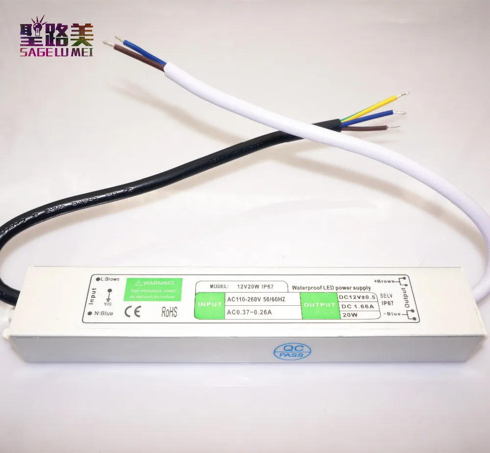AC110V 220V к источнику питания 12 В 10 Вт 20 30 50 80 100 IP67 Водонепроницаемый 24 светодиодный