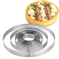 3pcs french tart cake mold round circle baking mould with hole for fruit pie pizza quiche mousse ring dessert cheese pan
