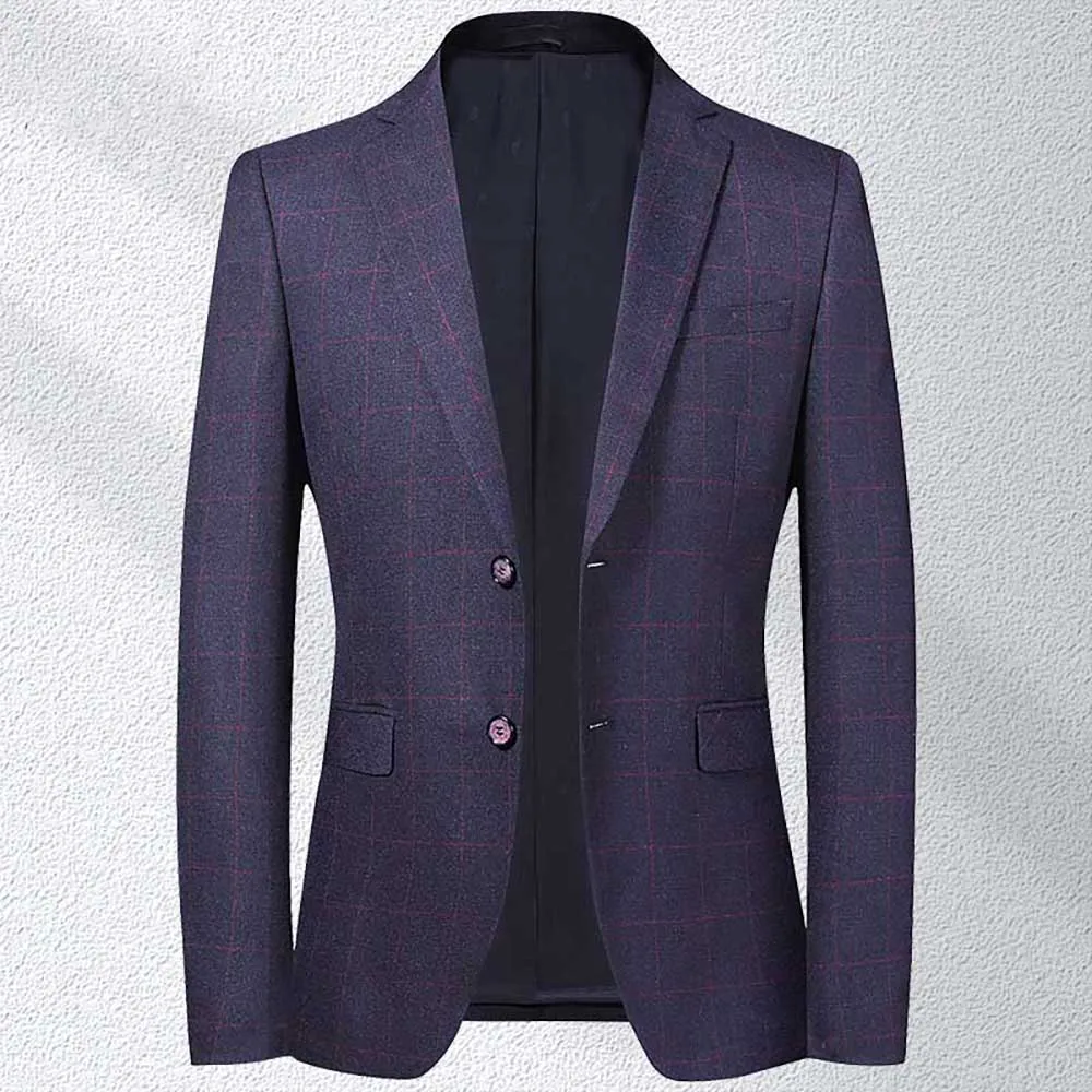 Новый тренд клетчатый Мужской Блейзер приталенный для отдыха куртка в Корейском