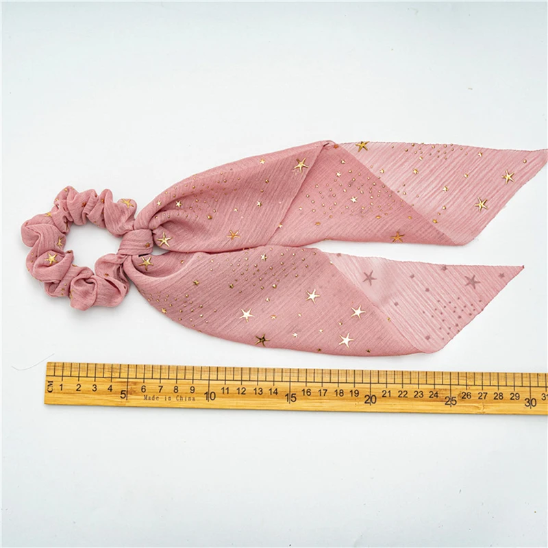 

2021 Summer Star Korea Elastic Hair Bands Long Ribbon Scrunchies Women Ponytail Hair Scarf Hair Rope Solid Hair Ties