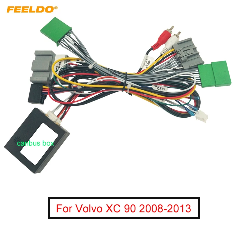 FEELDO Car Android 16PIN Power Wiring Harness Cable With Canbus For Volvo XC90 08-13 Car Audio Power Cable Connector