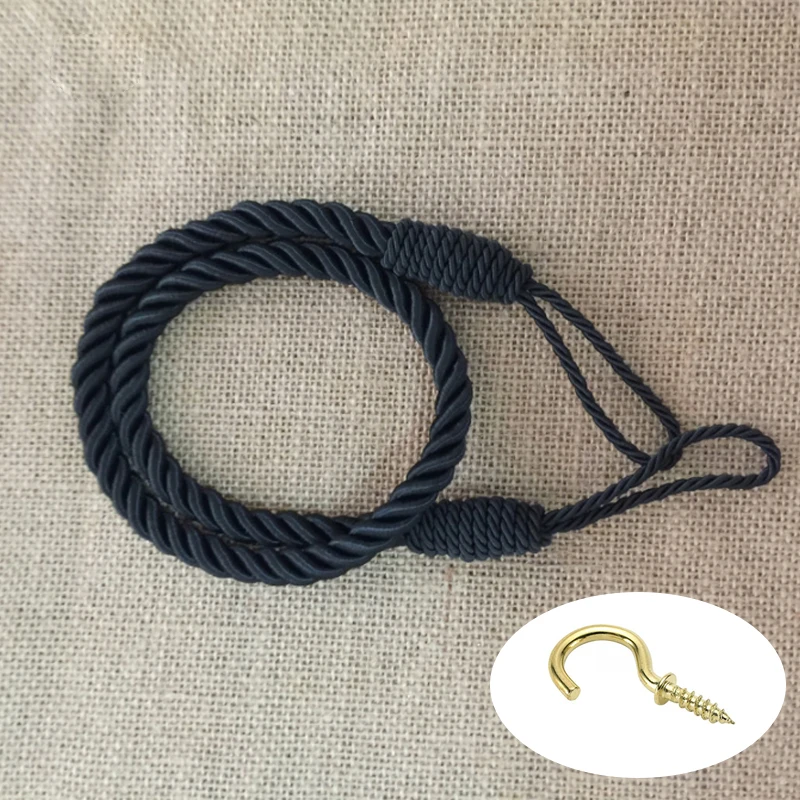 Black(1 Piece) 1 шт. веревка с завязками сзади для оконных штор ручная работа вязание пряжки шнур драпировка холдбэкс атласная драпировка занавески подхваты - Цвет: Black(1 Piece)