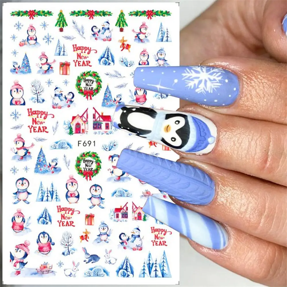 

Manicure Decor 3D Winter Snowman Nail Art Nail Decals Christmas Nail Stickers Snowflake