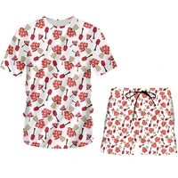 ifpd harajuku cool mushroom print 3d mens set cusual t shirt beach shorts womenmen hiphop plus size sportwear wholesale