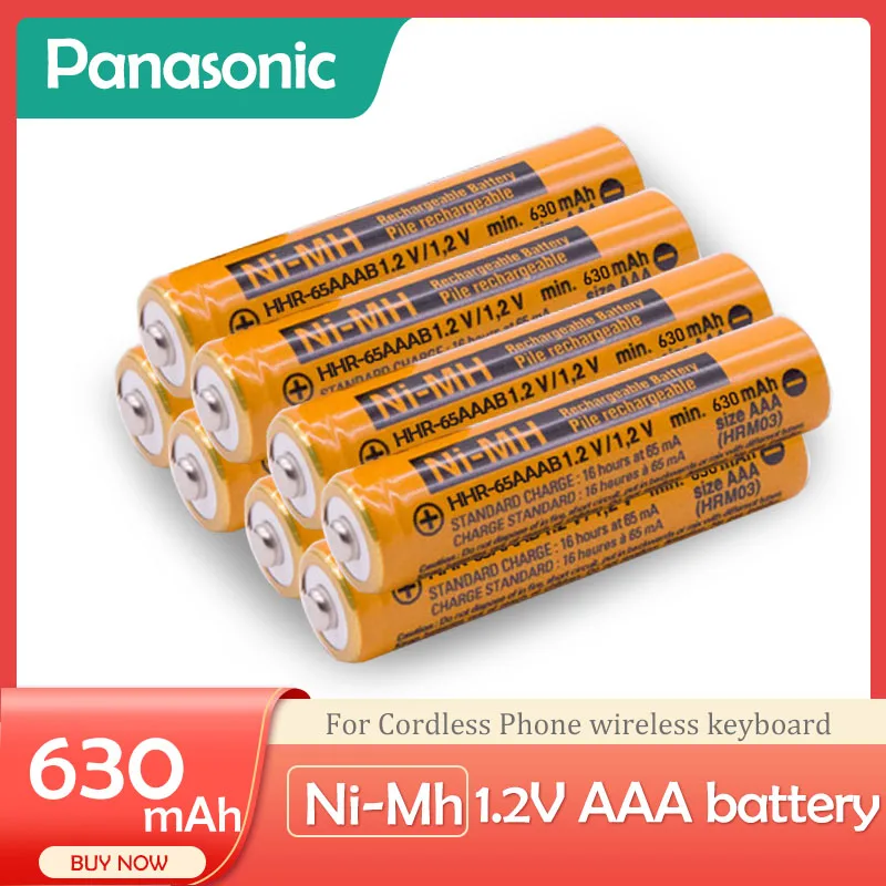 8 шт. Panasonic 1 2 V Ni MH nimh 630mAh AAA аккумуляторные батареи для беспроводного телефона