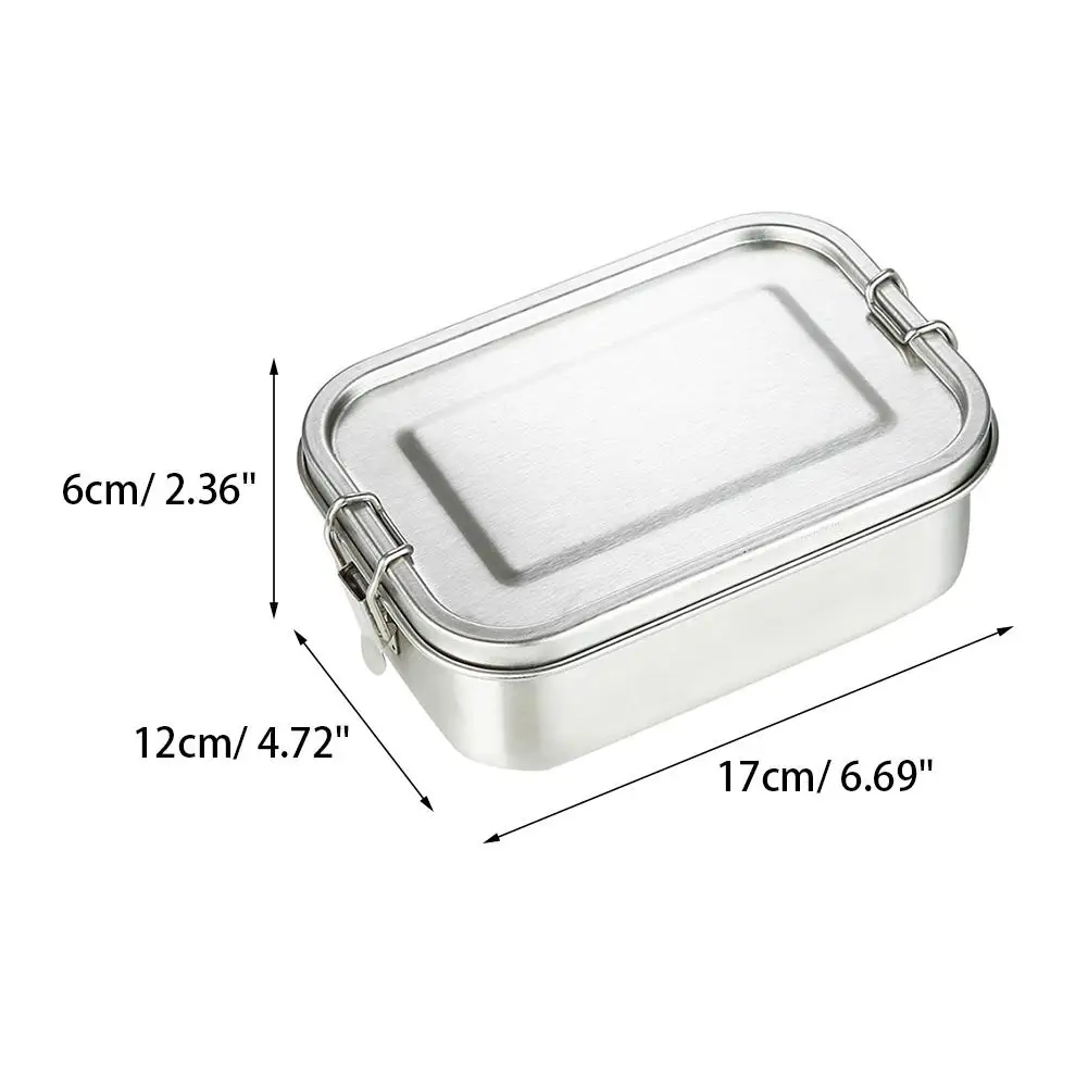 

304 Stainless Steel 800ml Lunch Box Single Layer Adult Lunch Container Sealed Leakproof Rectangular Student Bento Box