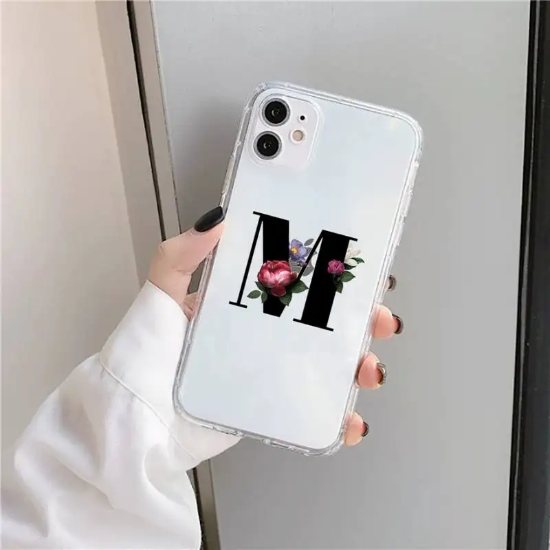 

Alphabet Letter Phone Case Transparent for iPhone 11 12 mini pro XS MAX 8 7 6 6S Plus X 5S SE 2020 XR