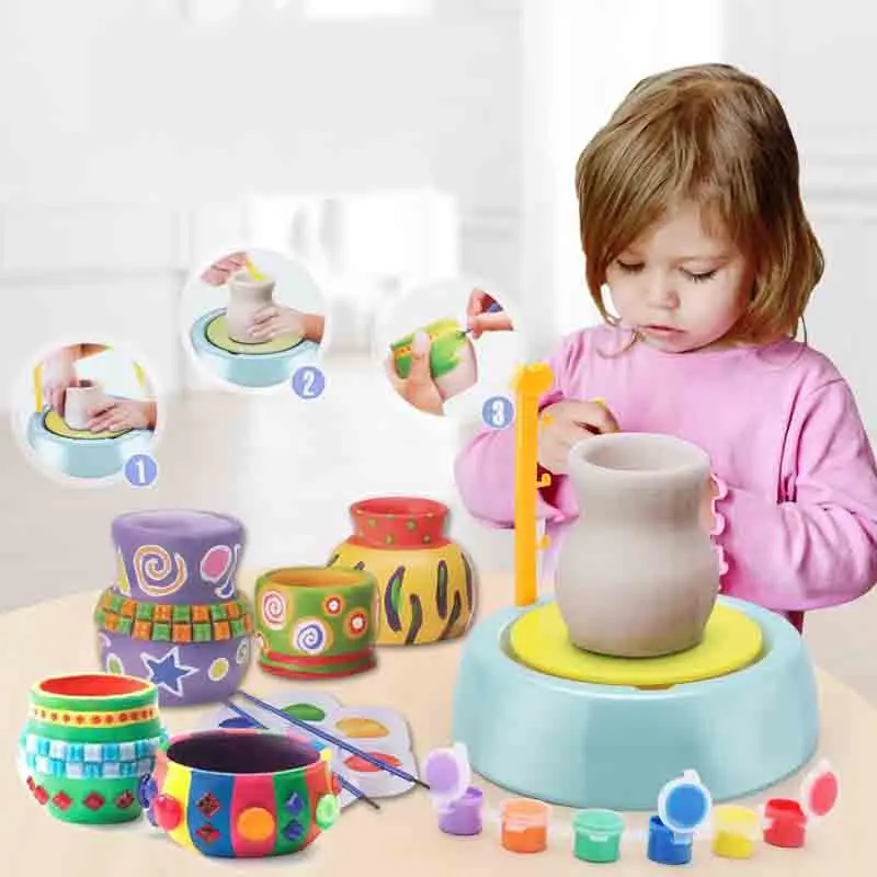 DIY Ручная Керамическая гончарная машина, детские игрушки для мальчиков и девочек, Мини Керамические колеса, художественные ремесла, Ранние развивающие детские игрушки