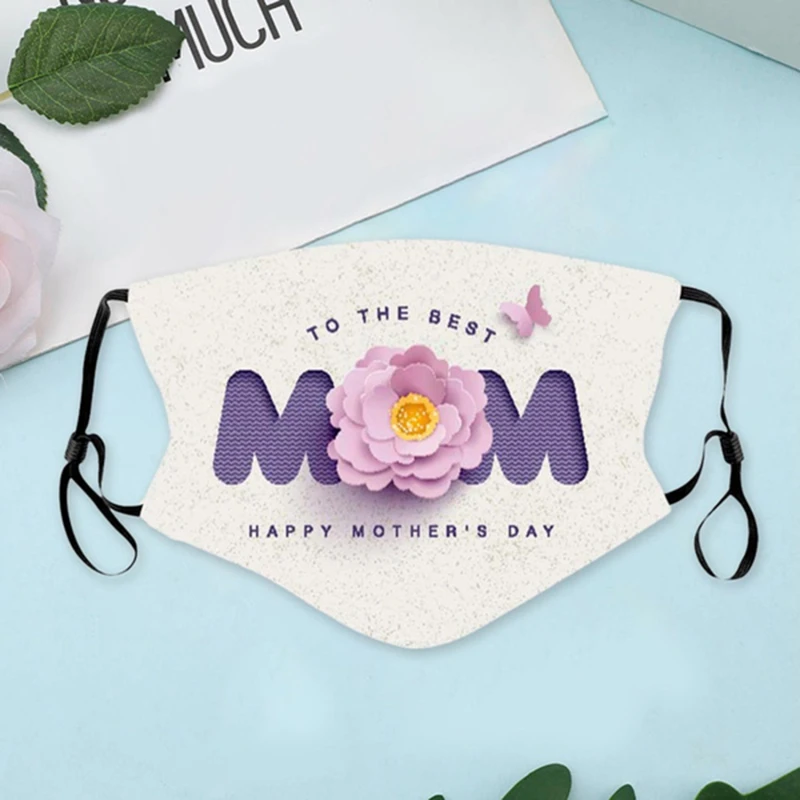

Fashion Breathable Mother'S Day Flower Print Mask Reusable Lady Dust Mask Can Be Inserted Filter Festive Cosplay Accessory