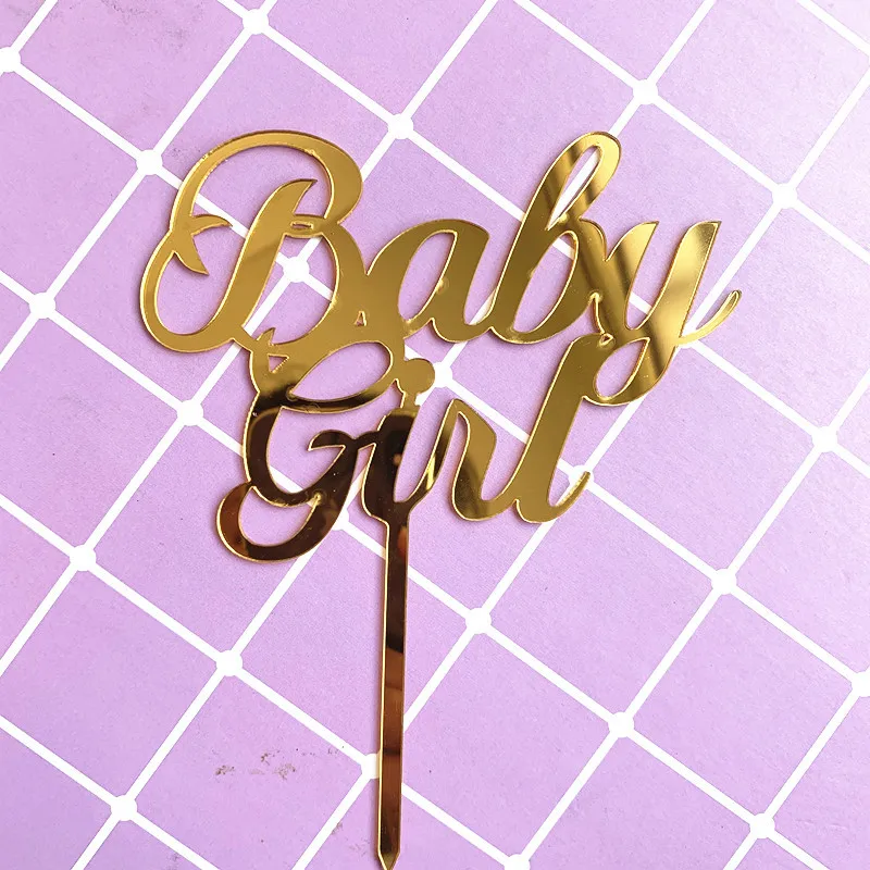 gold girl Топперы для торта для маленьких девочек и мальчиков, флаги для детей с днем рождения, розовые, синие, золотые топперы для кексов, свадебные, вечерние, декор для детского душа - Цвет: gold girl
