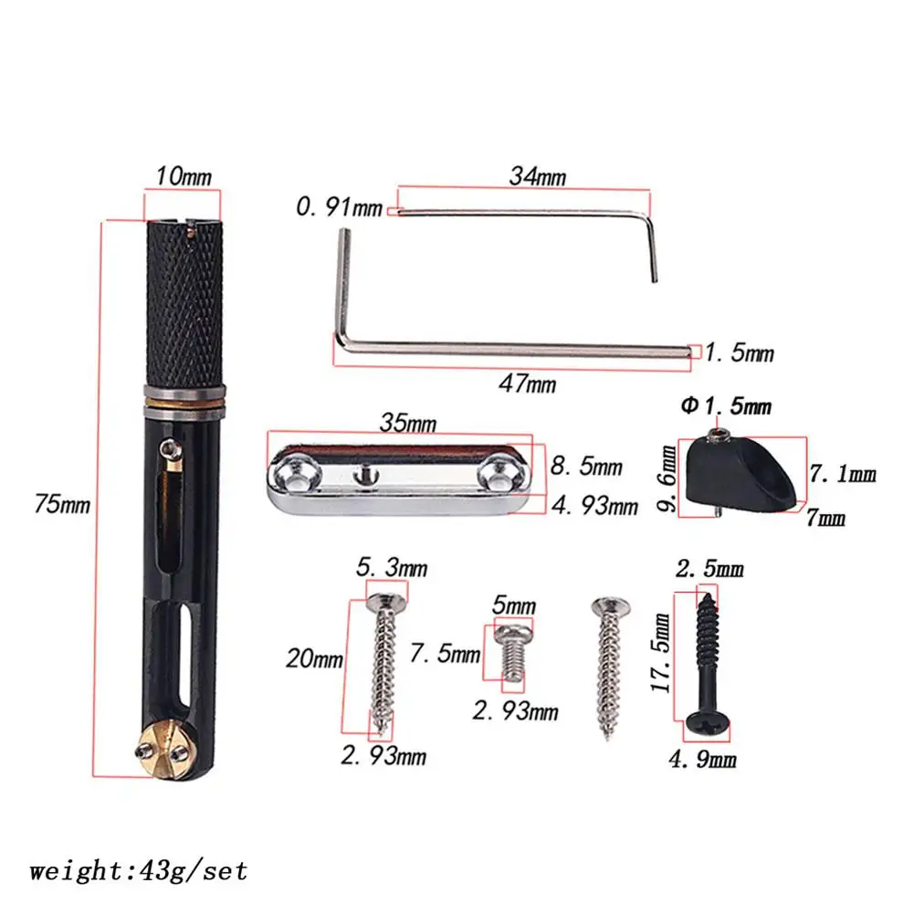 5 струн никель черный одиночный Безголовый бас мост Набор электрогитарный