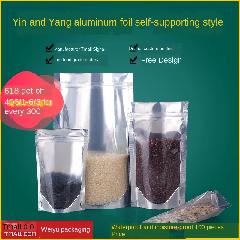 Прозрачный Алюминий Фольга Сумка стойка посылка сумочки серебристой расцветки