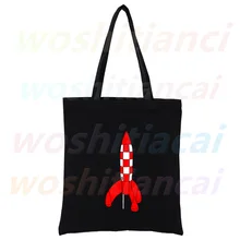 Bolso de lona con dibujo animado de Tintín para mujer, bolsa de lona para compras, bolso de hombro ecológico, envío directo
