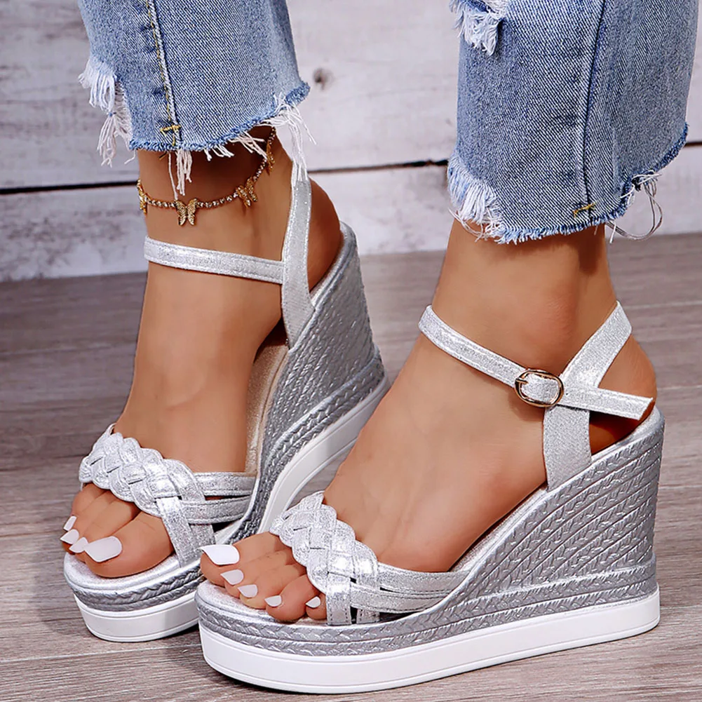 

Breathable Wedges Back Strap Buckle Strap Solid Platform wedges sandals Sweet New Woman shoes sandals