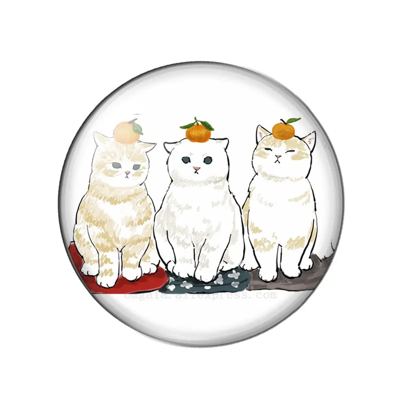 Модная Милая забавная Картина Кот рыбы 10 шт. 12 мм/14 мм/18 мм2 0 мм/25 мм круглая