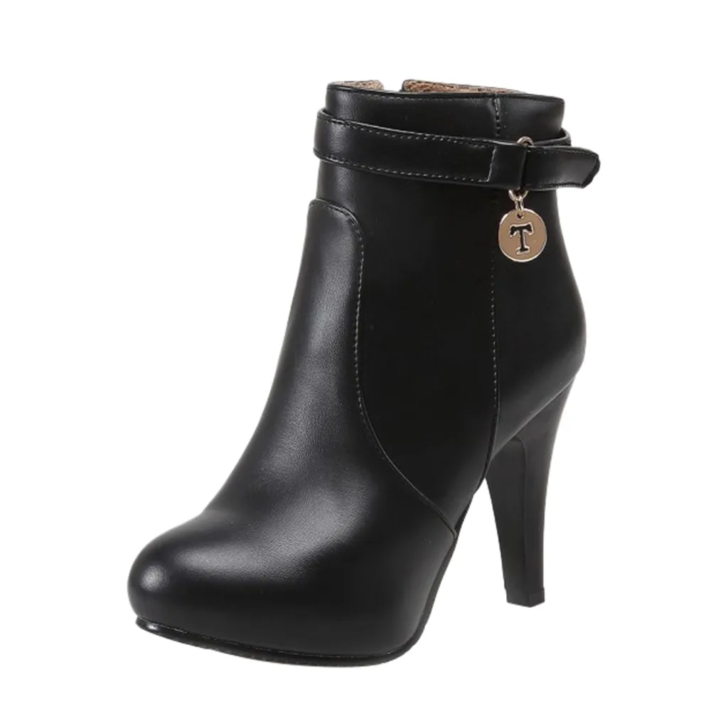 Женские зимние белые кожаные ботинки Сезон осень зима Пикантные женские