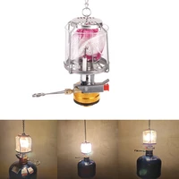 mini outdoor camping lantern portable gas light tent lamp torch hanging glass lamp chimney camp light for travel
