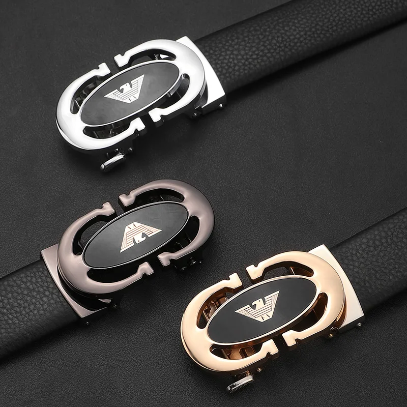 Men's belts leather automatic buckle belts luxury young and middle-aged high-grade belts business simple fashion tide belts