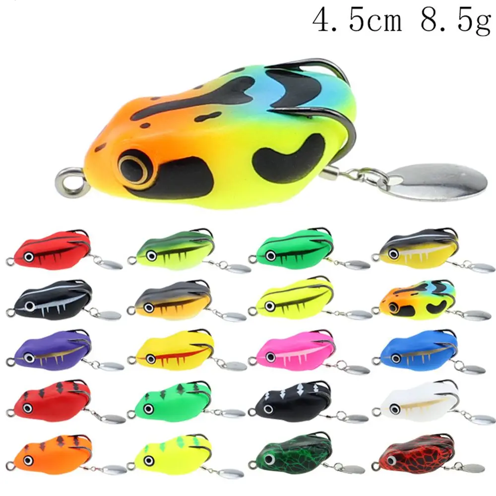 

Fishing Tackle Colorful Bass Lures Soft Topwater Double Hooks Swimbaits Frog Lure Fishing Lures Thunder Frog