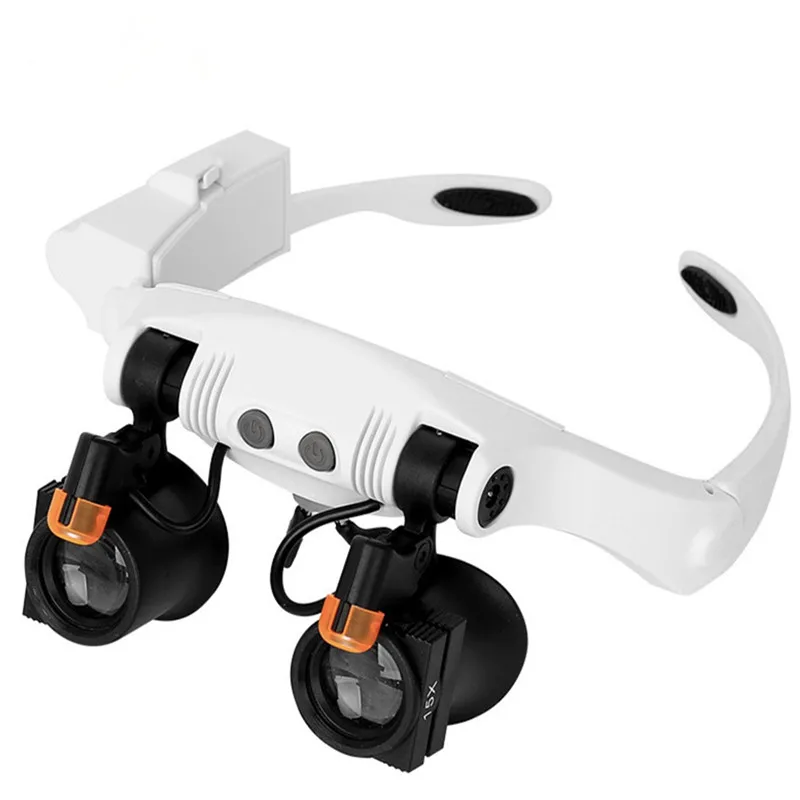 

magnifying glasses with 2 LED cold and warm light change electronic maintenance magnifier head mounted Professional headband