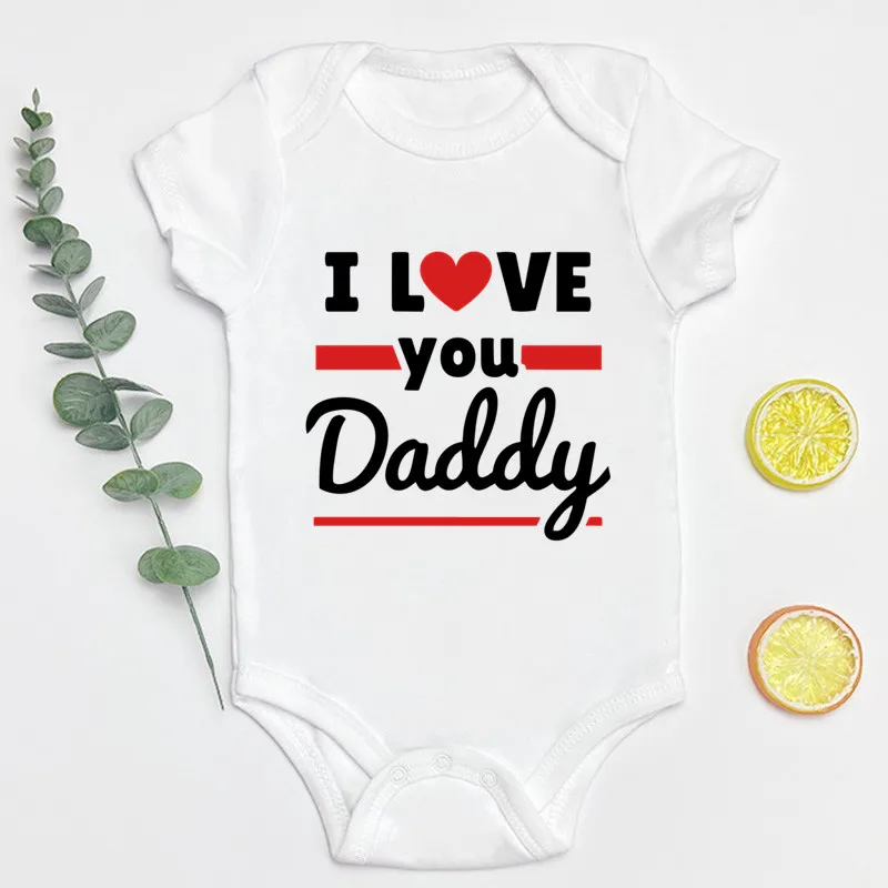 

Детский комбинезон с принтом «Я люблю тебя, папа», одежда для маленьких мальчиков и девочек, повседневный костюм, комбинезон с коротким рука...