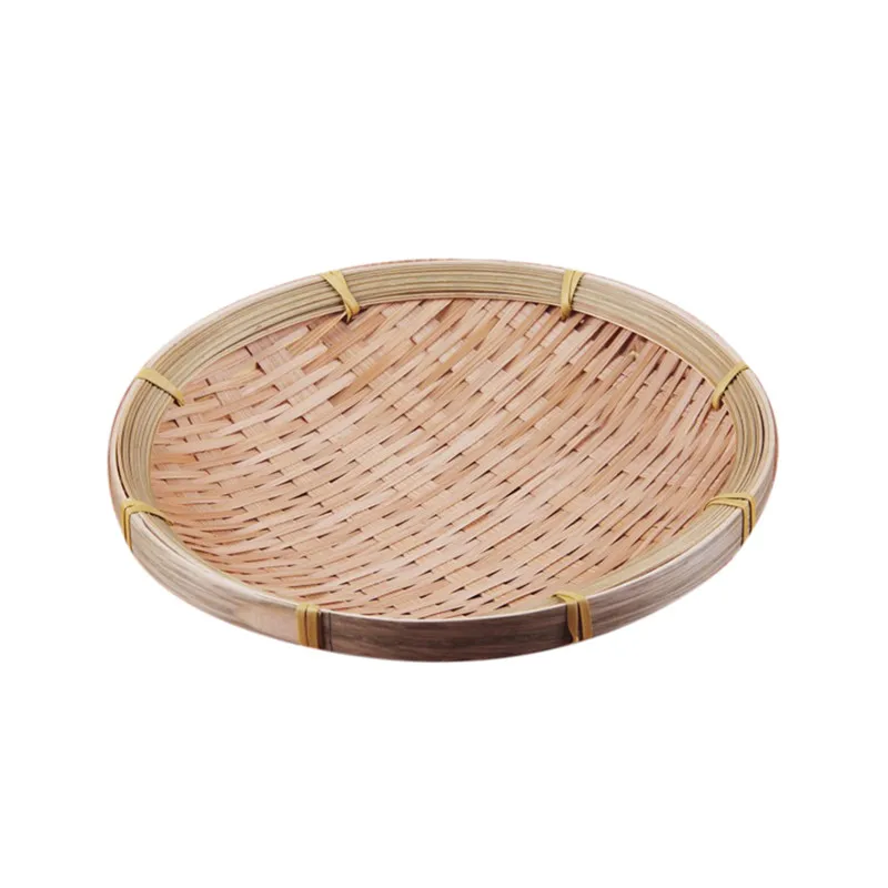 Diameter 20CM Ручное бамбуковое плетение круглое хранилище корзина для фруктов блюдо из ротанга хлебная корзина для кухни еда Пикник хлеб не лень мини контейнер - Цвет: Diameter 20CM
