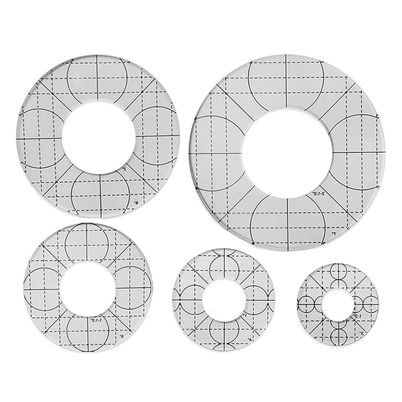 

5PCS Circles Templates Quilting Frames Non-Slip Sewing Rulers Low-Handle Quilted Templates for Sewing Pins Parallel Line
