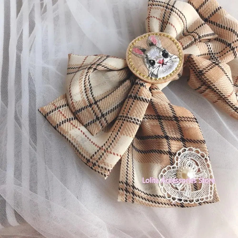

Super Large Three Layer Chiffon Bowknot Hairpin Cute College Style Lattice Side Clip Hair Clip Spring Clip Lolita Handmade