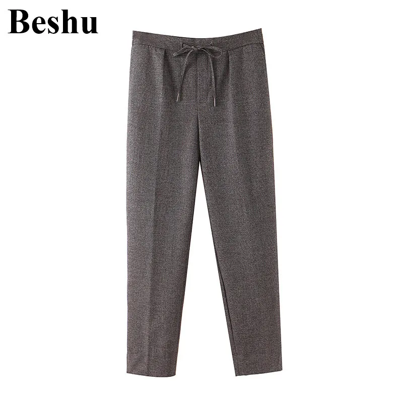 Женские драпированные створки в клетку za серые повседневные свободные брюки с