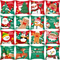 christmas decoration cushion cover cartoon elk santa red and green pillow covers xmas home decor square pillow case for couch