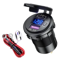 2021 new 12v 24v car usb charger socket fast charging power outlet adapter with switch for car motorcycle truck rv boat