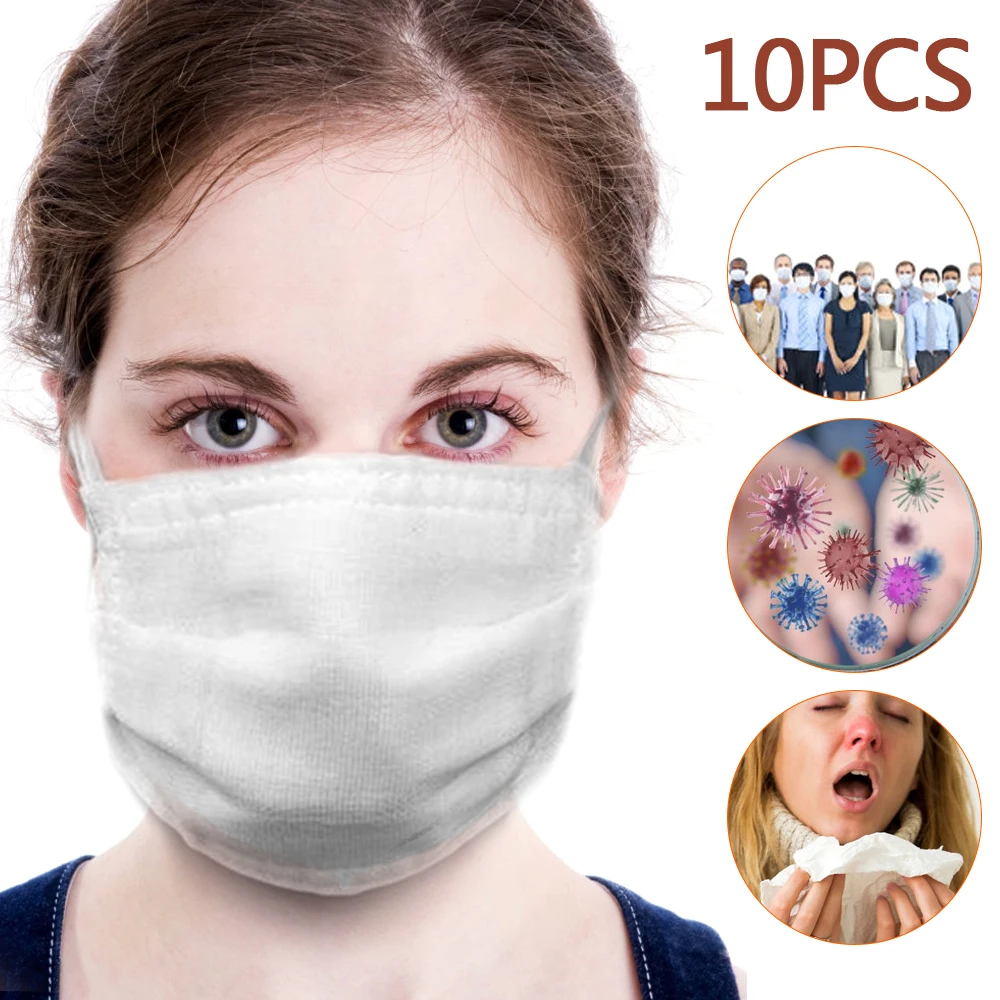 10 шт. белые хлопковые газовые маски 16 слоев противопыльная маска для лица