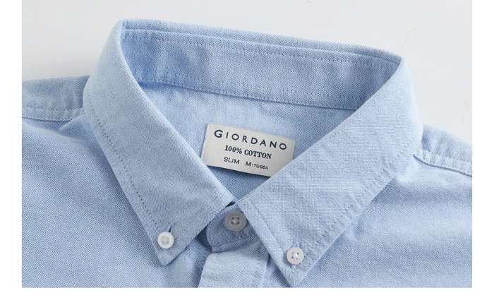 Giordano мужская приталенная рубашка slim fit,из натурального хлопка, с длинными рукавами