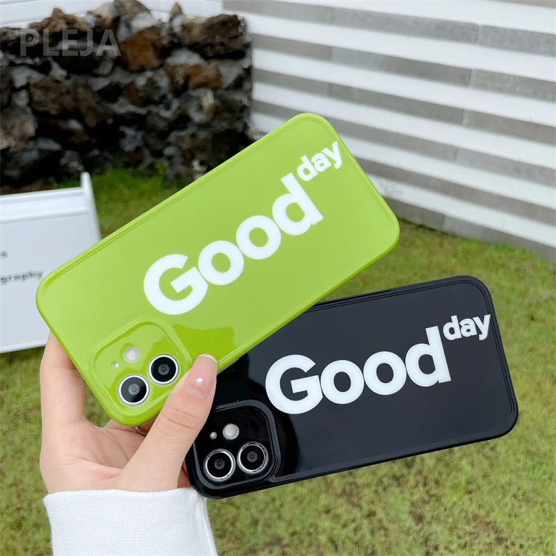 

Good Day Phone Case For iPhone 12 11 Pro Max 7 8 plus X XR XS Max 12 mini SE 2020 Cute Fashion Glossy Full Protection Back Cover