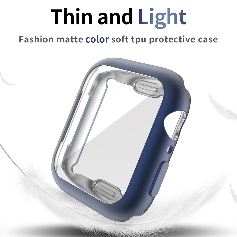 Flexible TPU Cover for Apple Watch SE Case Series 6 5 4 40mm 44mm Screen Protector Matte Shell for iWatch Exquisite Bumper