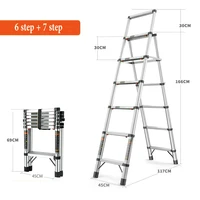 6 step 7 step aluminum alloy multi function telescopic ladder household folding herringbone ladder elevator engineering ladder