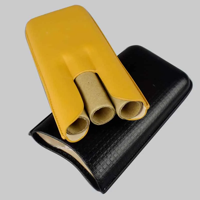 COHIBA Leather Cigar Case / Humidor 3 Tubes Cigar Travel Holder Case Humidor Gift Box
