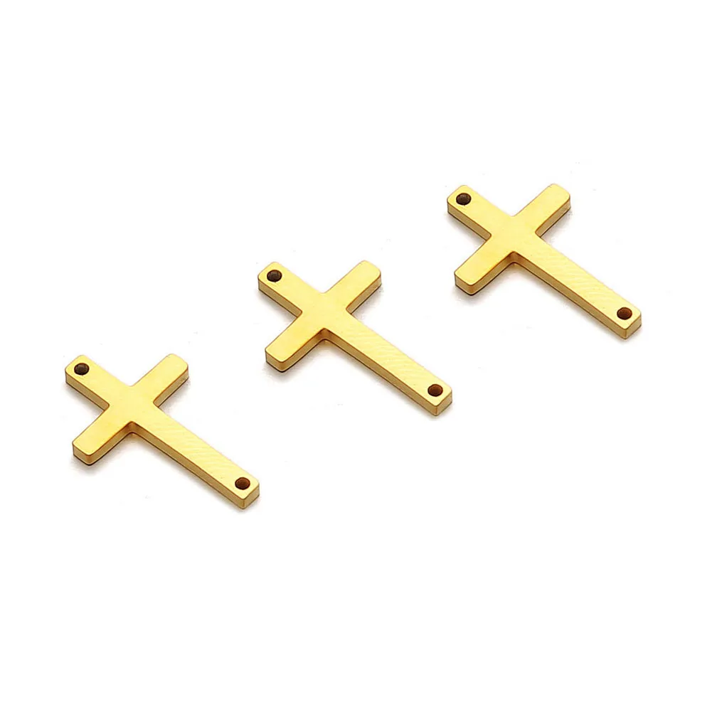 

5 шт./лот подвеска-крест из католической нержавеющей стали с двойным отверстием для изготовления ювелирных изделий своими руками