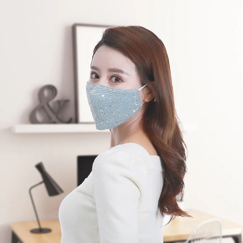 

Fashion Sequin Face Mask Women Windproof Face Mouth Mask Breathable Party Unisex Shiny Face Mask Reusable 1pc #YJ