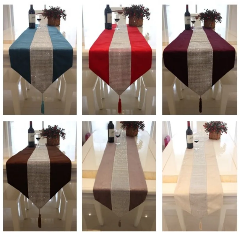 

European Table Runner Flannel Diamond Runners for Wedding Party Banquet Chirstmas Decoration Home Table Cloth Hotel Tablecloth