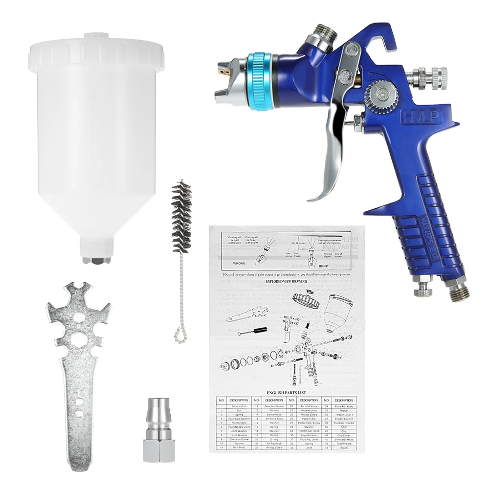 Gravity Feed HVLP Аэрограф 600cc Краскораспылитель Автомобильная мебель отделочный слой