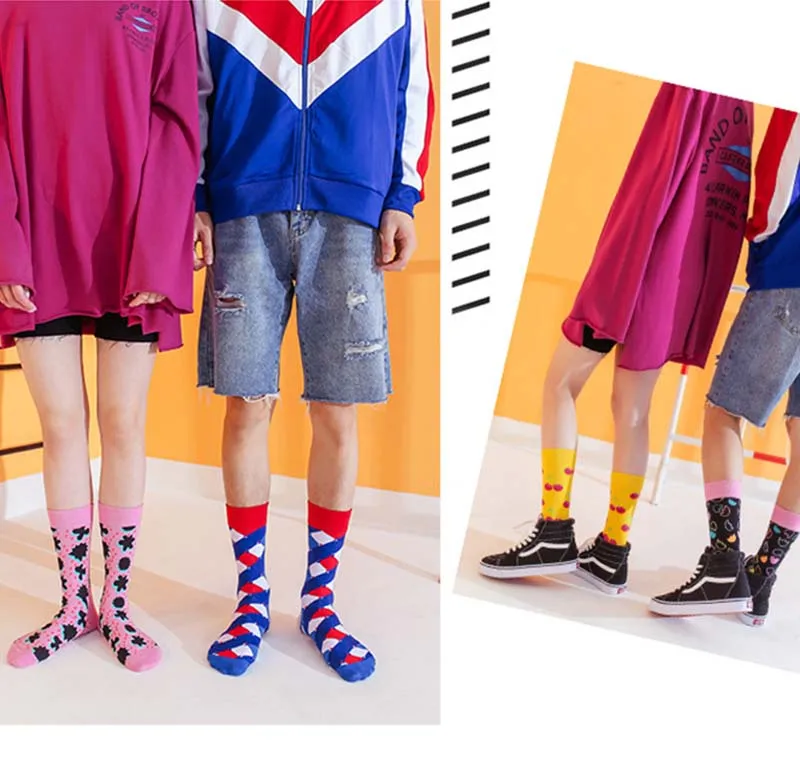 Скейтборд Chaussette Homme, Модные цветные женские носки с язычком, в европейском и американском стиле, в стиле хип-хоп, забавные носки Meias, Size36-42