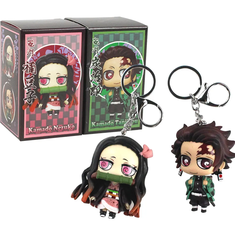 6 5 7 см 2 шт. комплект демон убийца Kimetsu без Yaiba версии камадо Tanjirou Nezuko Брелки ПВХ