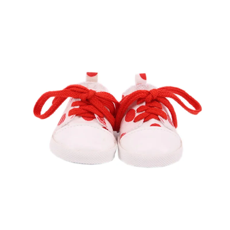 

Doll Shoes 7.5 Cm Colorful Lace Canvas Shoes For 18 Inch American&43Cm Baby New Born Doll Accessories Girl`s Toy,Holiday Gifts